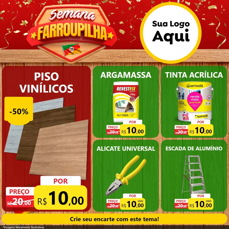 Modelo de Rede Social para Feed Facebook com o tema Semana Farroupilha para Material para Construção