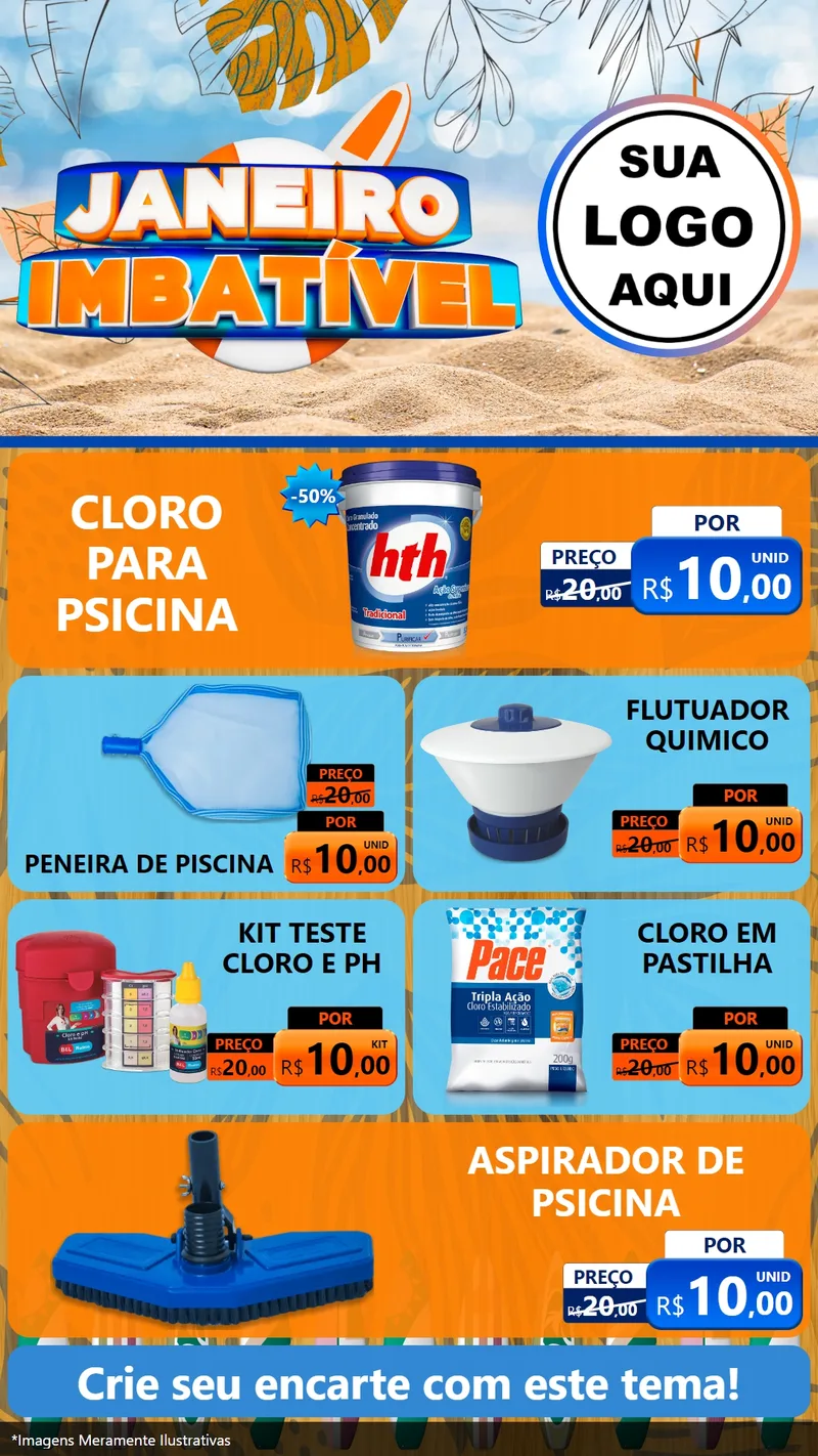 Modelo de TV para TV Vertical com o tema Janeiro Imbatível para Produtos para Piscina