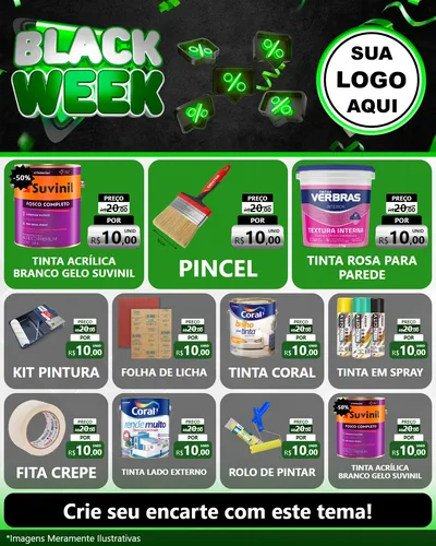 Modelo de Rede Social para Feed Instagram com o tema Black Week para Tintas e Ferramentas