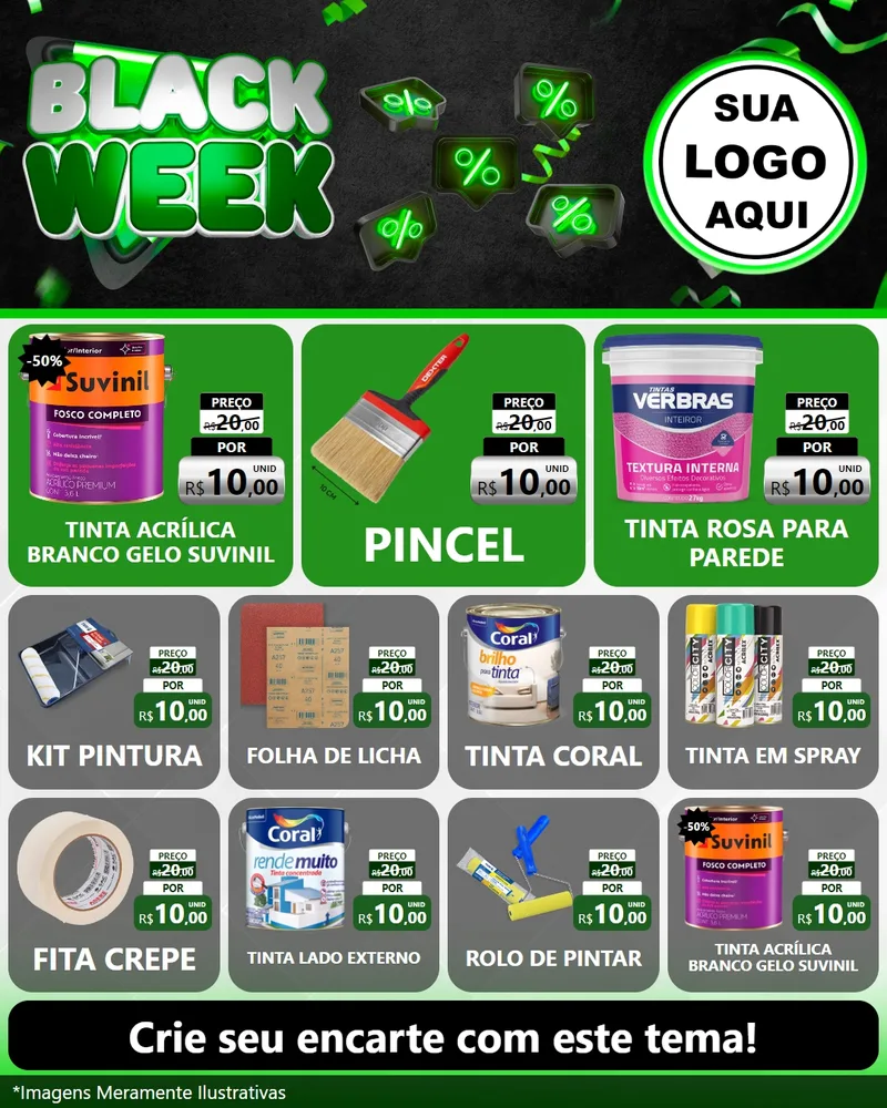 Modelo de Rede Social para Feed Instagram com o tema Black Week para Tintas e Ferramentas