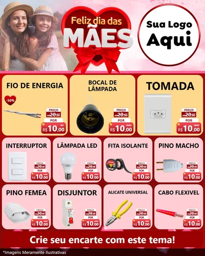 Modelo de Rede Social para Feed Instagram com o tema Feliz Dia Das Mães para Materiais Elétricos