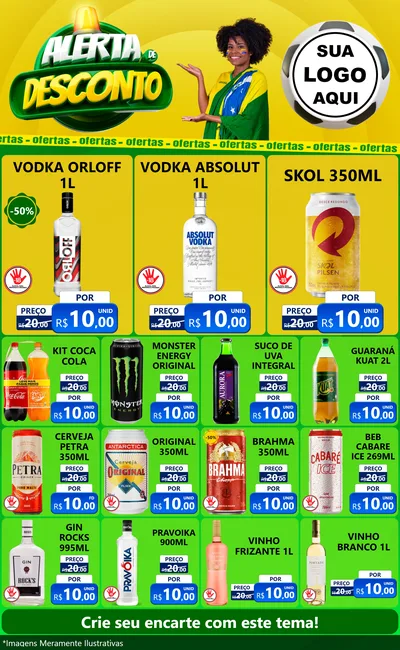 Modelo de Encarte para Encarte Grande com o tema Alerta de Desconto para Distribuidora de bebidas