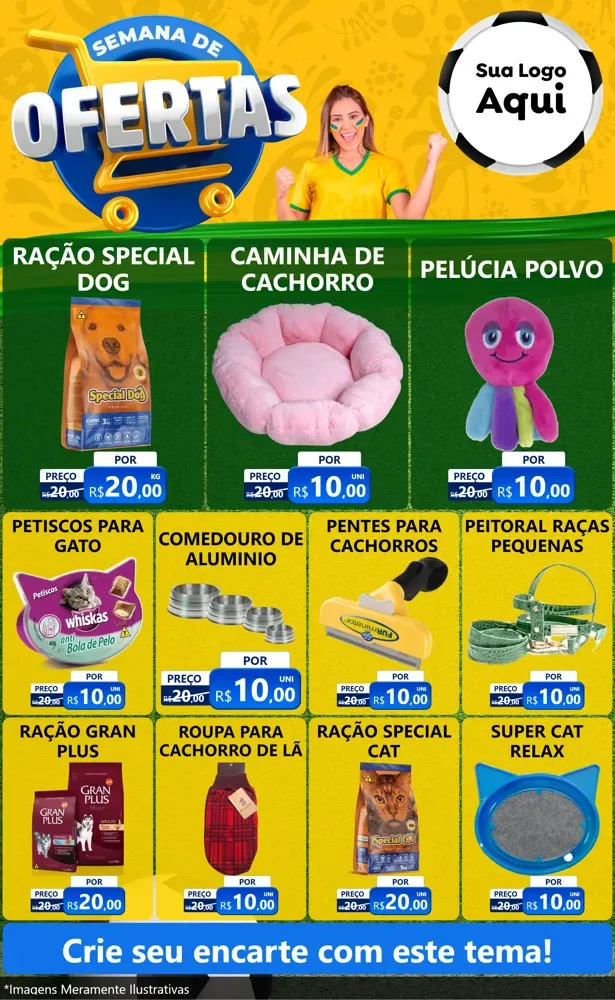 Modelo de Encarte para Encarte Grande com o tema Semana de Ofertas - Copa para Pet Shop