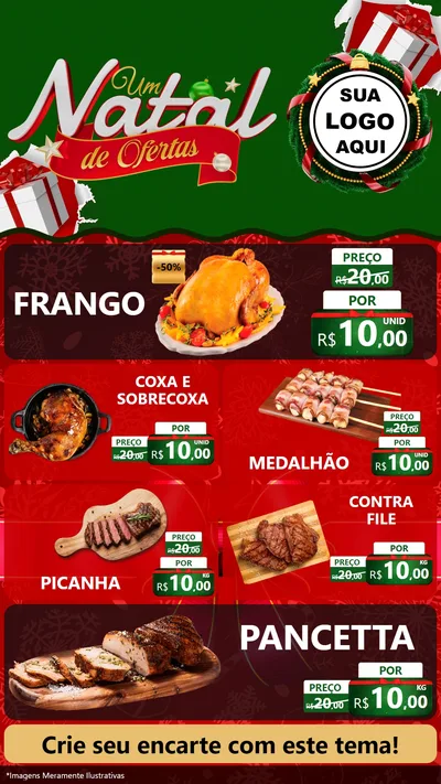 Modelo de TV para TV Vertical com o tema Um Natal de Ofertas para Assados