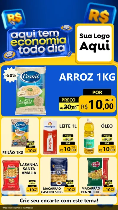 Modelo de Rede Social para Stories com o tema Aqui Tem Economia Todo Dia para Supermercado