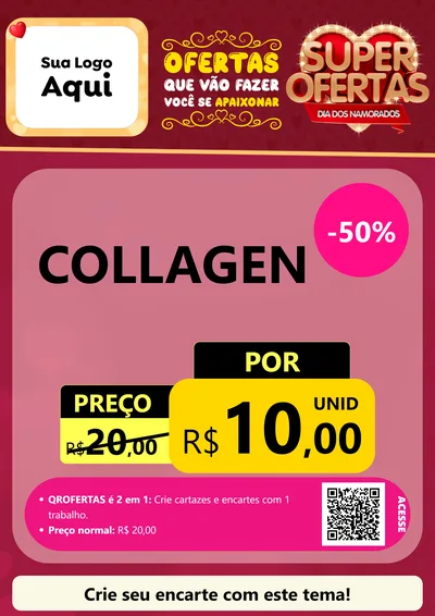 Modelo de Cartaz para Cartaz A4 Vertical com o tema Dia dos Namorados para Suplementos alimentares