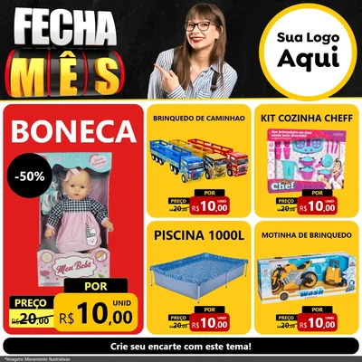 Modelo de Rede Social para Feed Facebook com o tema Fecha Mês para Brinquedos