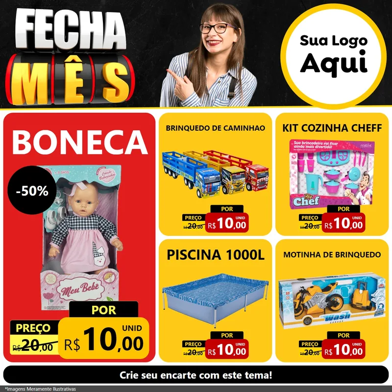 Modelo de Rede Social para Feed Facebook com o tema Fecha Mês para Brinquedos