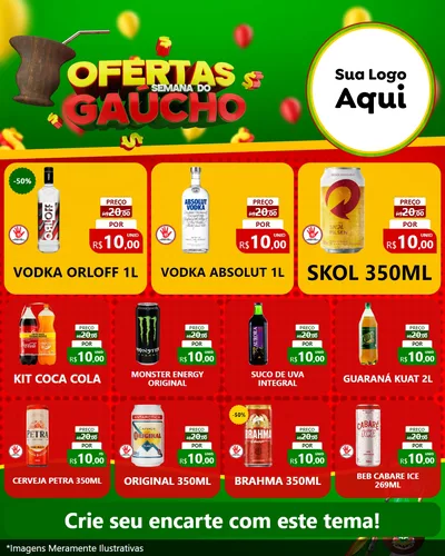 Modelo de Rede Social para Feed Instagram com o tema Ofertas Semana Do Gaúcho para Distribuidora de bebidas