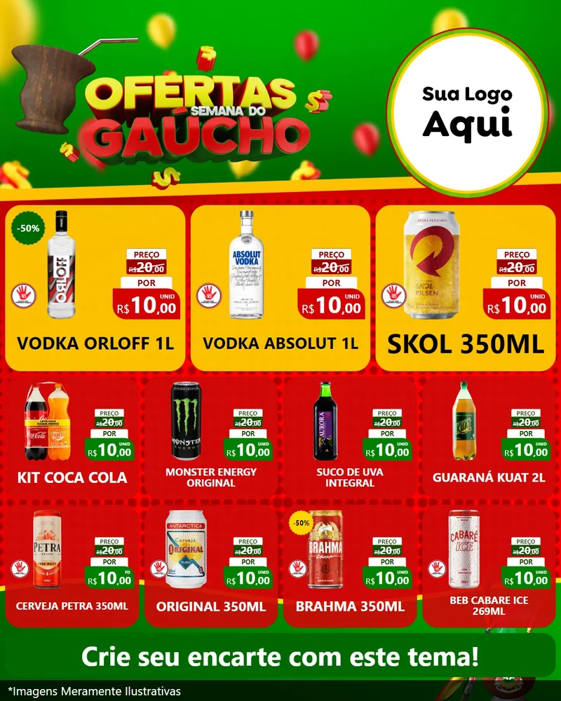 Modelo de Rede Social para Feed Instagram com o tema Ofertas Semana Do Gaúcho para Distribuidora de bebidas