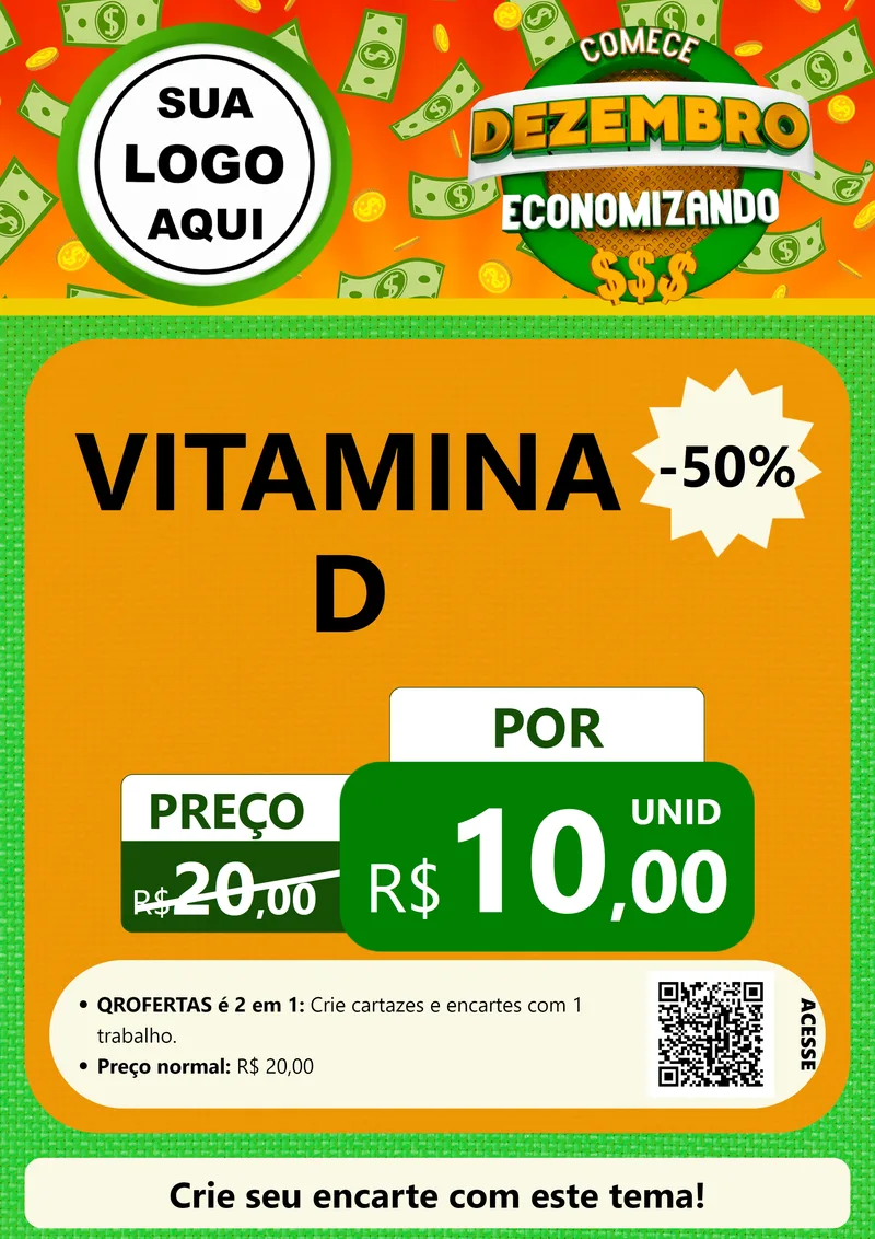 Modelo de Cartaz para Cartaz A4 Vertical com o tema Comece Dezembro Economizando para Farmácia