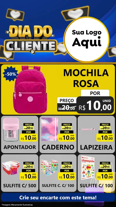Modelo de Rede Social para Stories com o tema Dia Do Cliente para Papelaria