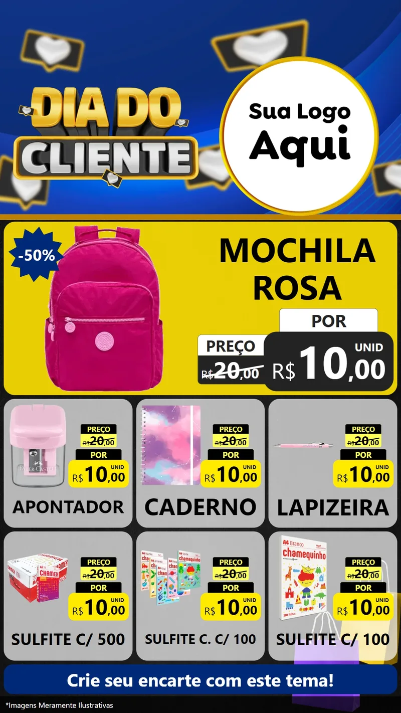 Modelo de Rede Social para Stories com o tema Dia Do Cliente para Papelaria