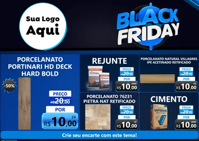 Modelo de Encarte para Encarte A4 Horizontal com o tema Black Friday para Pisos e revestimentos