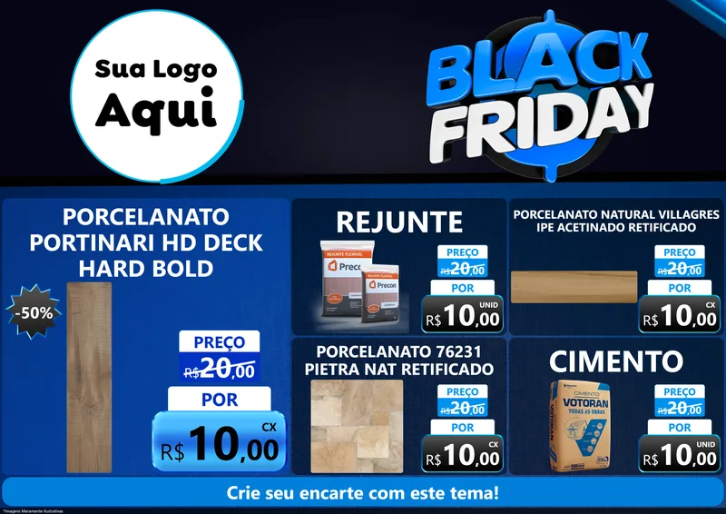 Modelo de Encarte para Encarte A4 Horizontal com o tema Black Friday para Pisos e revestimentos