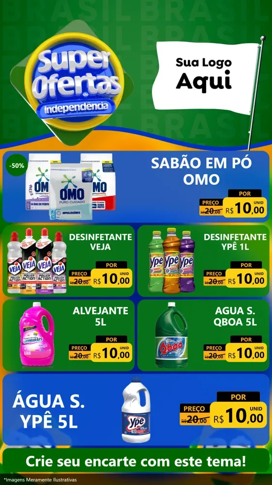 Modelo de TV para TV Vertical com o tema Super Ofertas de Independência para Produtos de Limpeza