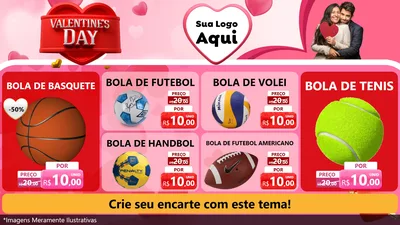 Modelo de TV para TV Horizontal com o tema Valentine's Day para Artigos Esportivos