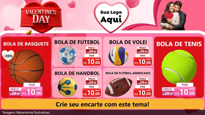Modelo de TV para TV Horizontal com o tema Valentine's Day para Artigos Esportivos