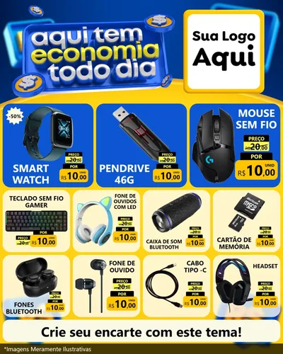 Modelo de Rede Social para Feed Instagram com o tema Aqui Tem Economia Todo Dia para Informática