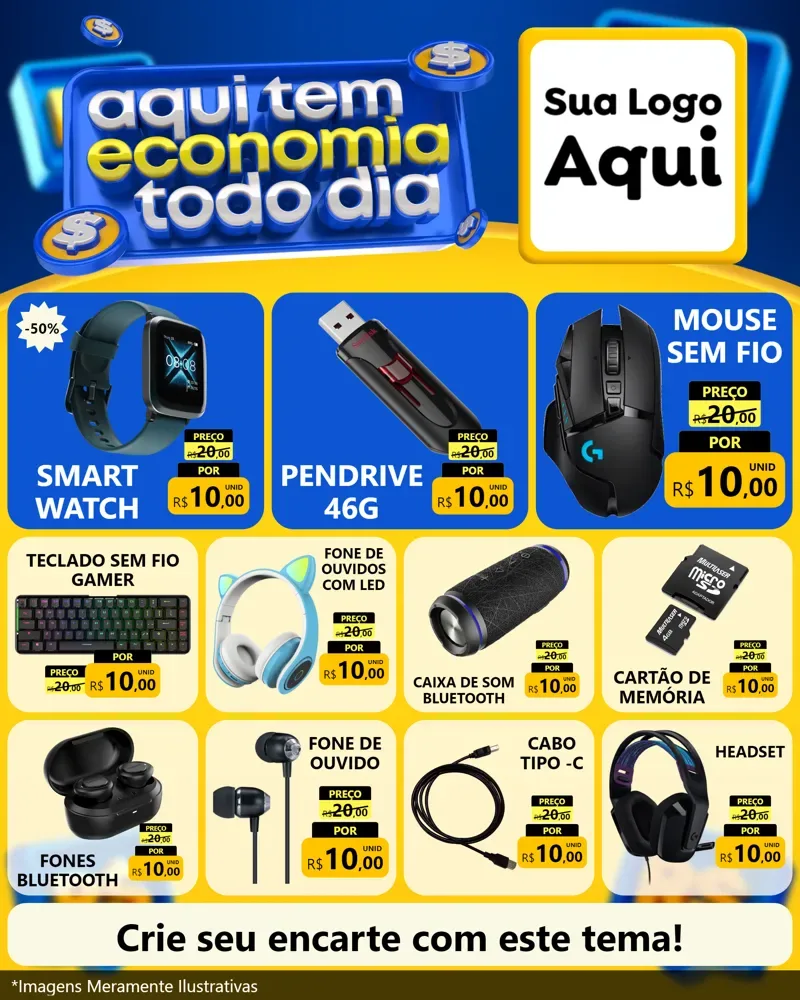 Modelo de Rede Social para Feed Instagram com o tema Aqui Tem Economia Todo Dia para Informática
