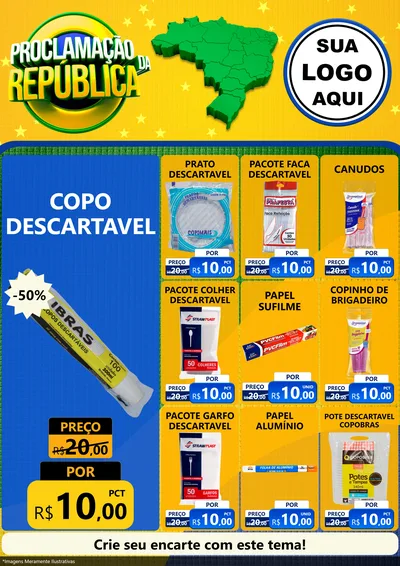 Modelo de Encarte para Encarte A4 Vertical com o tema Proclamação da República para Embalagens