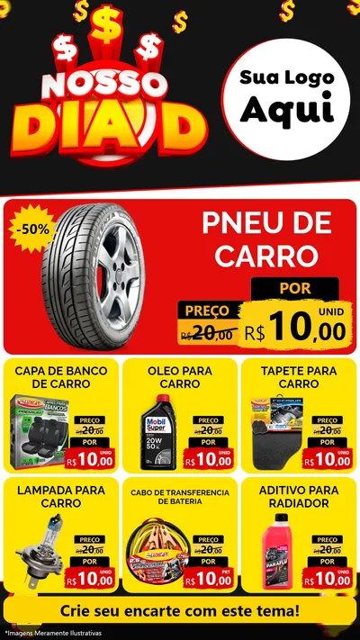 Modelo de Rede Social para Stories com o tema Nosso Dia D para Auto peças