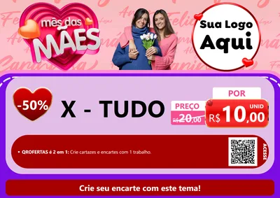 Modelo de Cartaz para Cartaz A4 Horizontal com o tema Mês Das Mães para Hamburgueria