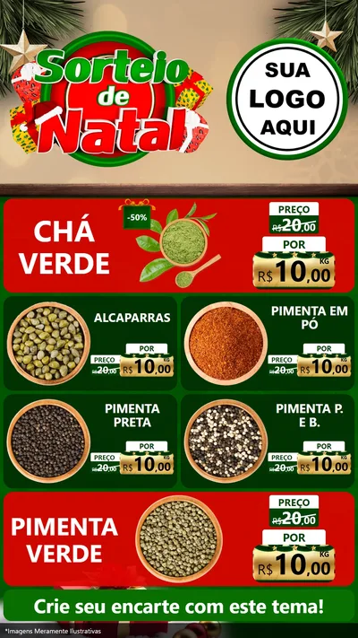 Modelo de TV para TV Vertical com o tema Sorteio de Natal para Produtos Naturais