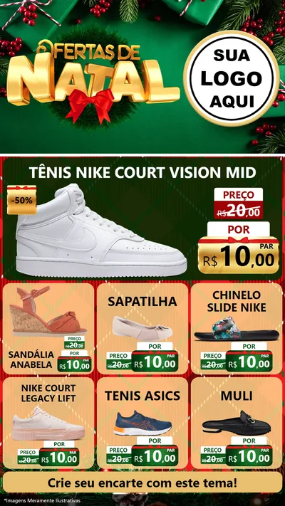 Modelo de Rede Social para Stories com o tema Ofertas de Natal para Calçados