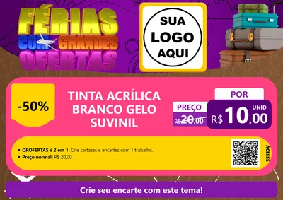 Modelo de Cartaz para Cartaz A4 Horizontal com o tema Férias com Grandes Ofertas para Tintas e Ferramentas