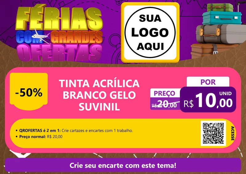 Modelo de Cartaz para Cartaz A4 Horizontal com o tema Férias com Grandes Ofertas para Tintas e Ferramentas