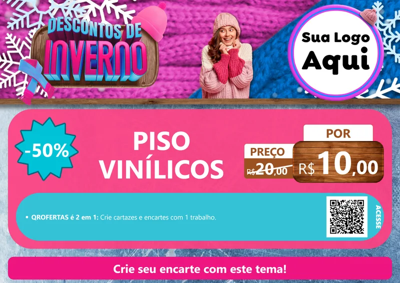 Modelo de Cartaz para Cartaz A4 Horizontal com o tema Descontos de Inverno para Material para Construção