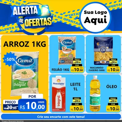 Modelo de Rede Social para Feed Facebook com o tema Alerta de Ofertas para Supermercado