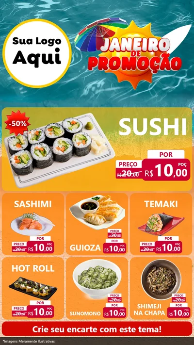 Modelo de Rede Social para Stories com o tema Janeiro de Promoção para Comida japonesa