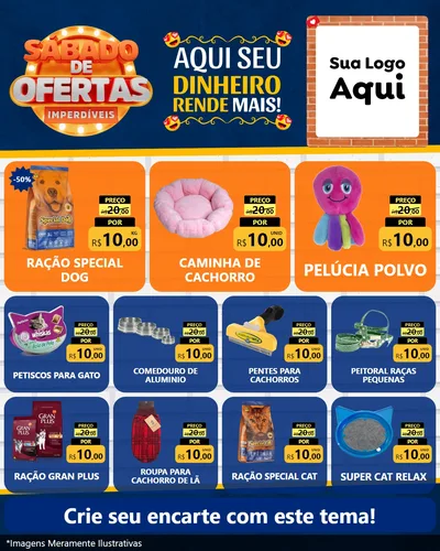 Modelo de Rede Social para Feed Instagram com o tema Sábado de Ofertas Imperdíveis para Pet Shop