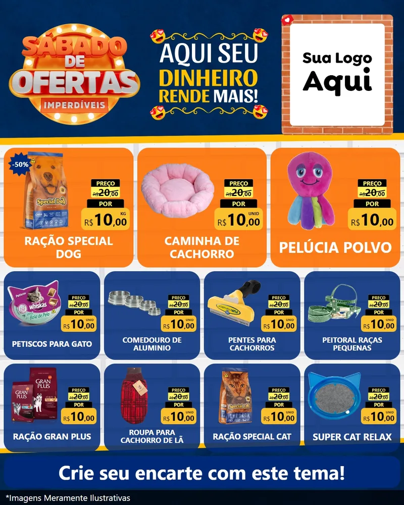 Modelo de Rede Social para Feed Instagram com o tema Sábado de Ofertas Imperdíveis para Pet Shop