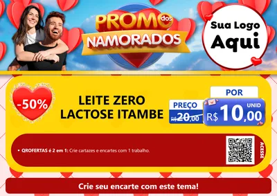 Modelo de Cartaz para Cartaz A4 Horizontal com o tema Promo dos Namorados para Frios e Laticínios