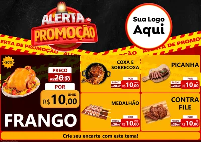 Modelo de Encarte para Encarte A4 Horizontal com o tema Alerta de Promoção para Assados