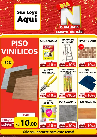 Modelo de Encarte para Encarte A4 Vertical com o tema Dia N o Dia Mais Barato do Mês para Material para Construção