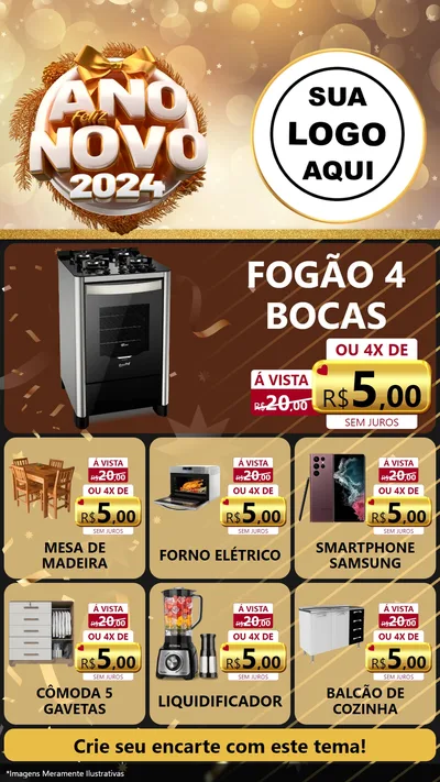 Modelo de Rede Social para Stories com o tema Feliz Ano Novo 2027 para Móveis e Eletro