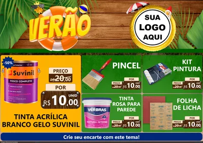 Modelo de Encarte para Encarte A4 Horizontal com o tema Verão para Tintas e Ferramentas