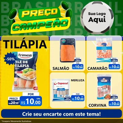Modelo de Rede Social para Feed Facebook com o tema Preço Campeão - Copa para Peixaria