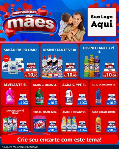 Modelo de Rede Social para Feed Instagram com o tema Promoção das Mães para Produtos de Limpeza