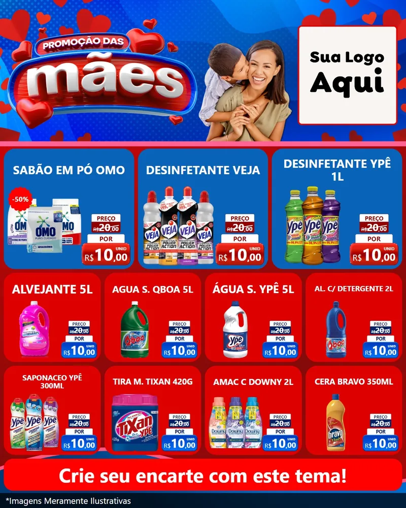 Modelo de Rede Social para Feed Instagram com o tema Promoção das Mães para Produtos de Limpeza