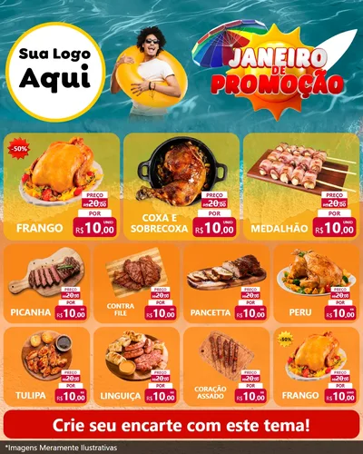 Modelo de Rede Social para Feed Instagram com o tema Janeiro de Promoção para Assados