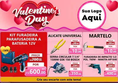 Modelo de Encarte para Encarte A4 Horizontal com o tema Valentine's Day para Maquinas e Ferramentas