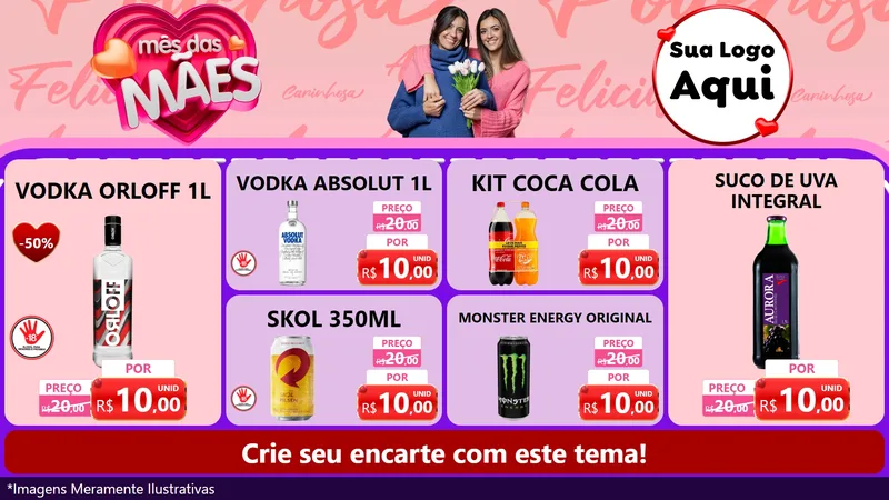 Modelo de TV para TV Horizontal com o tema Mês Das Mães para Distribuidora de bebidas