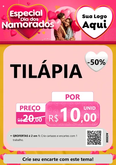 Modelo de Cartaz para Cartaz A4 Vertical com o tema Especial Dia dos Namorados para Peixaria