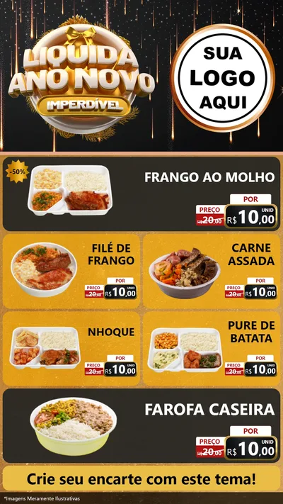 Modelo de TV para TV Vertical com o tema Liquida Ano Novo Imperdível para Restaurante