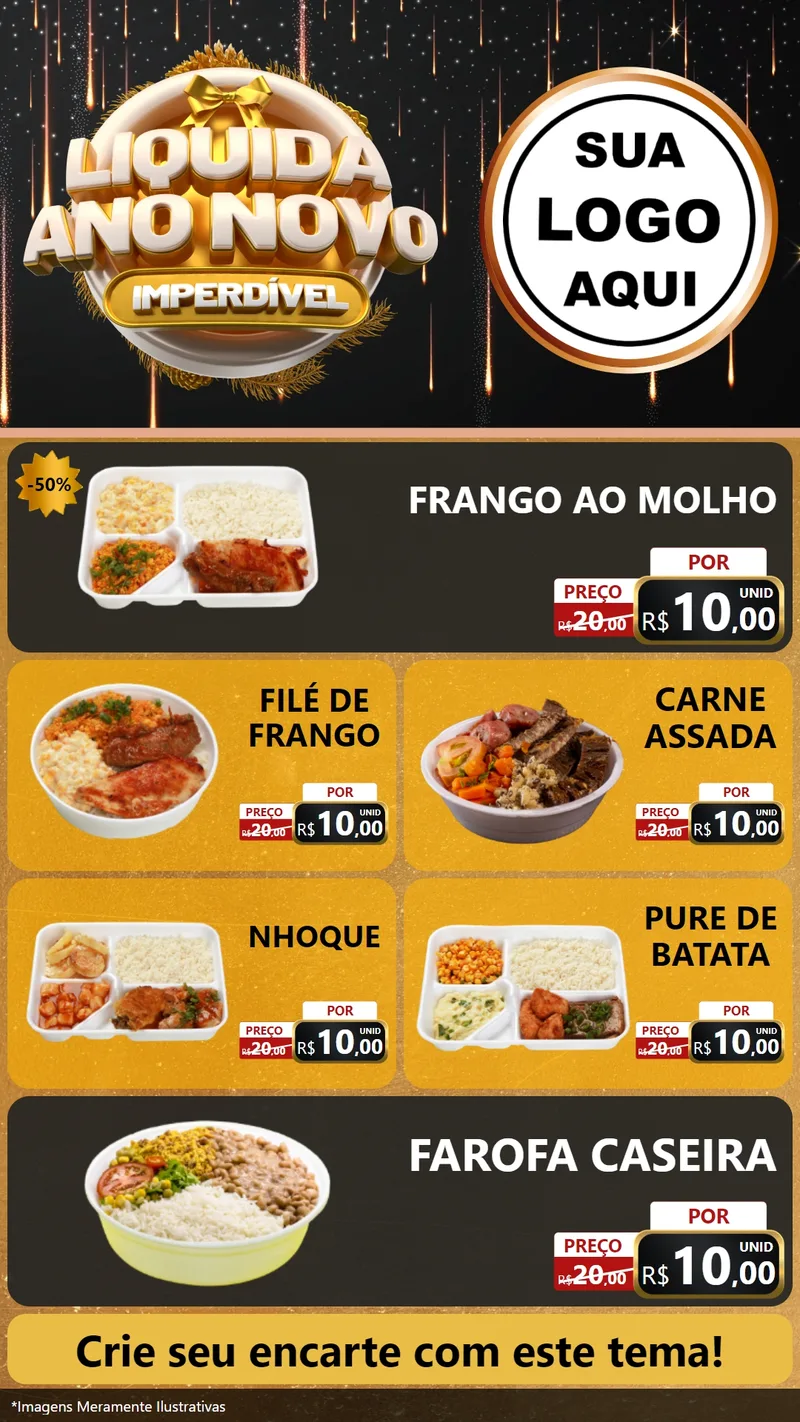 Modelo de TV para TV Vertical com o tema Liquida Ano Novo Imperdível para Restaurante